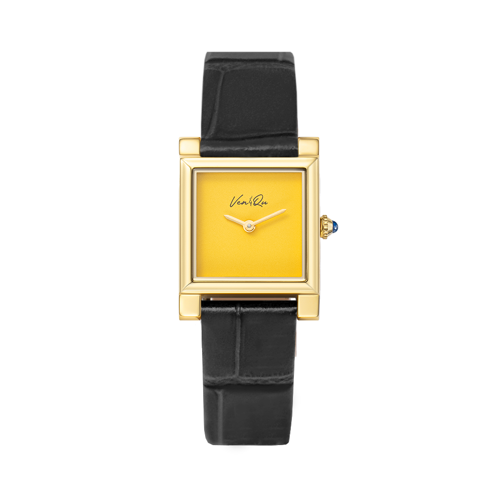 Doris-Gold/Yellow(Black croc leather)