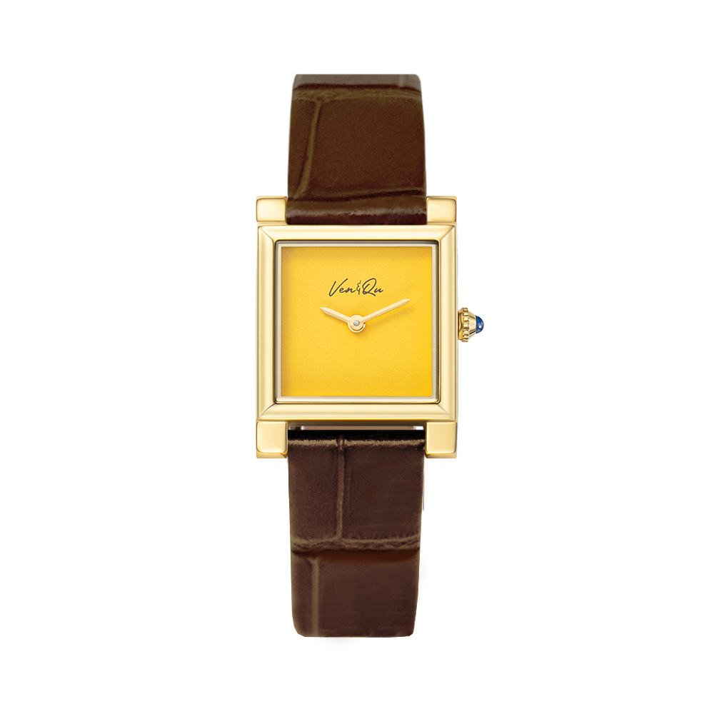 Doris-Gold/Yellow(Brown croc leather)