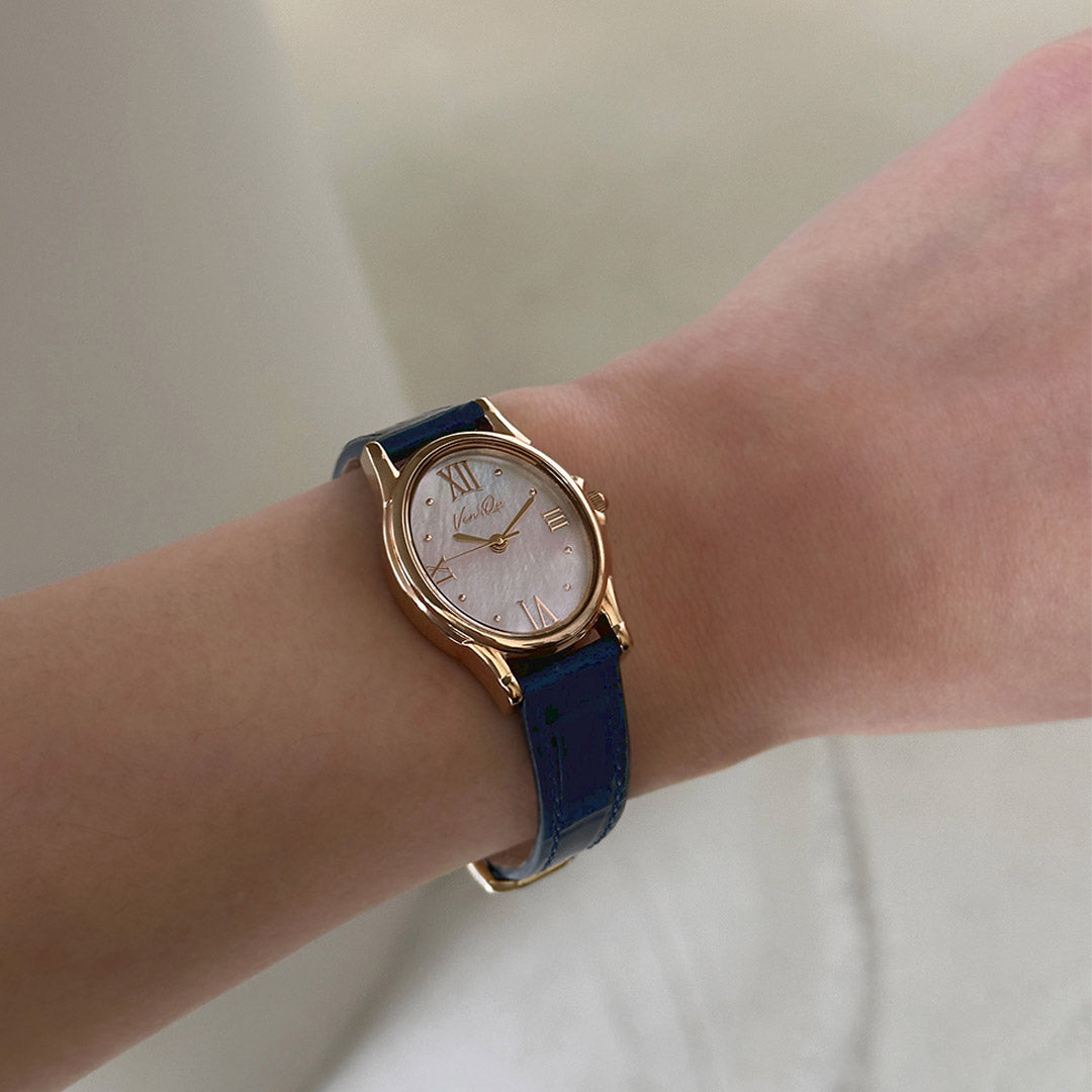 Gem-Rosegold/Opal (Ναυτικό δέρμα)