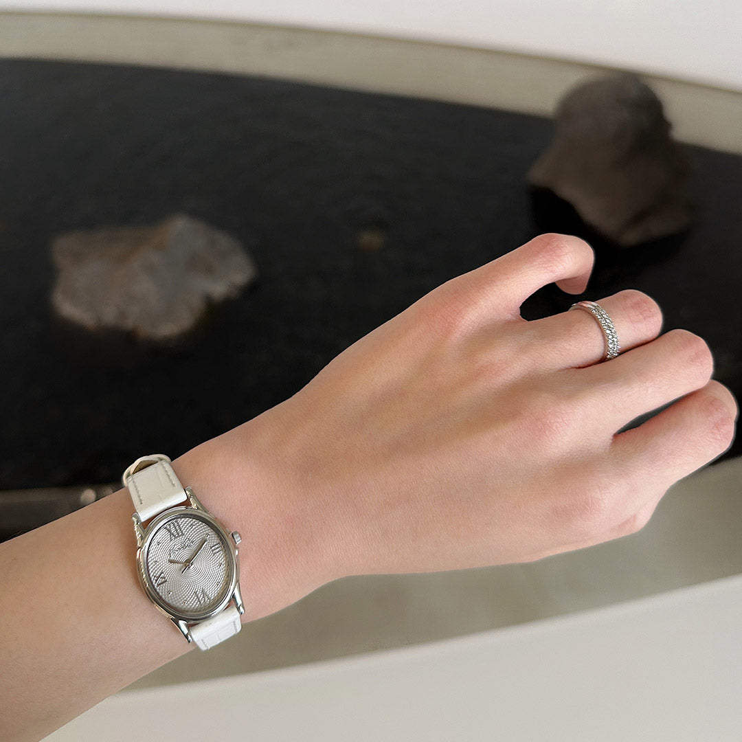 Gem-Silver/Taupe (White leather)