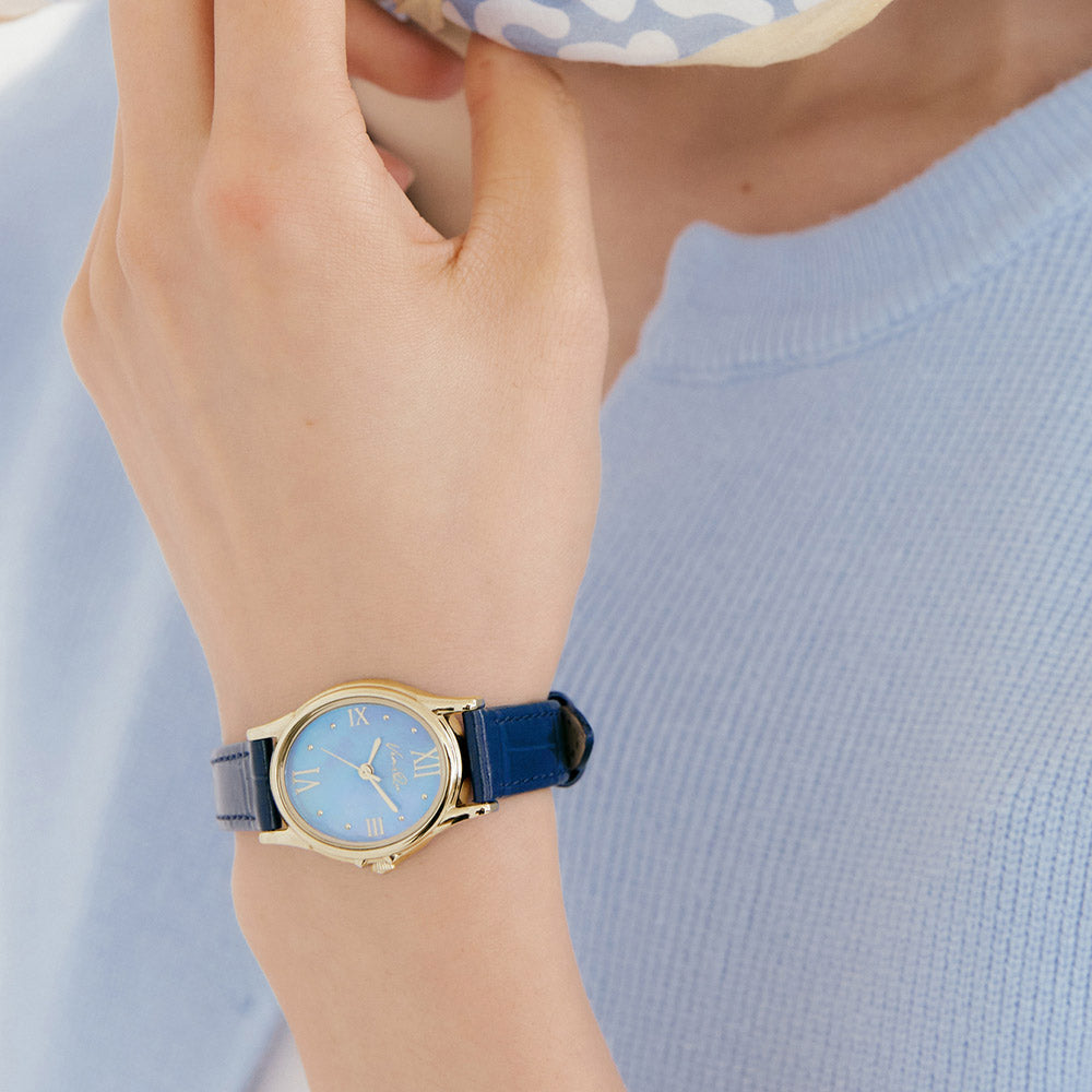 Gem-Gold/Aquamarine (Navy leather)