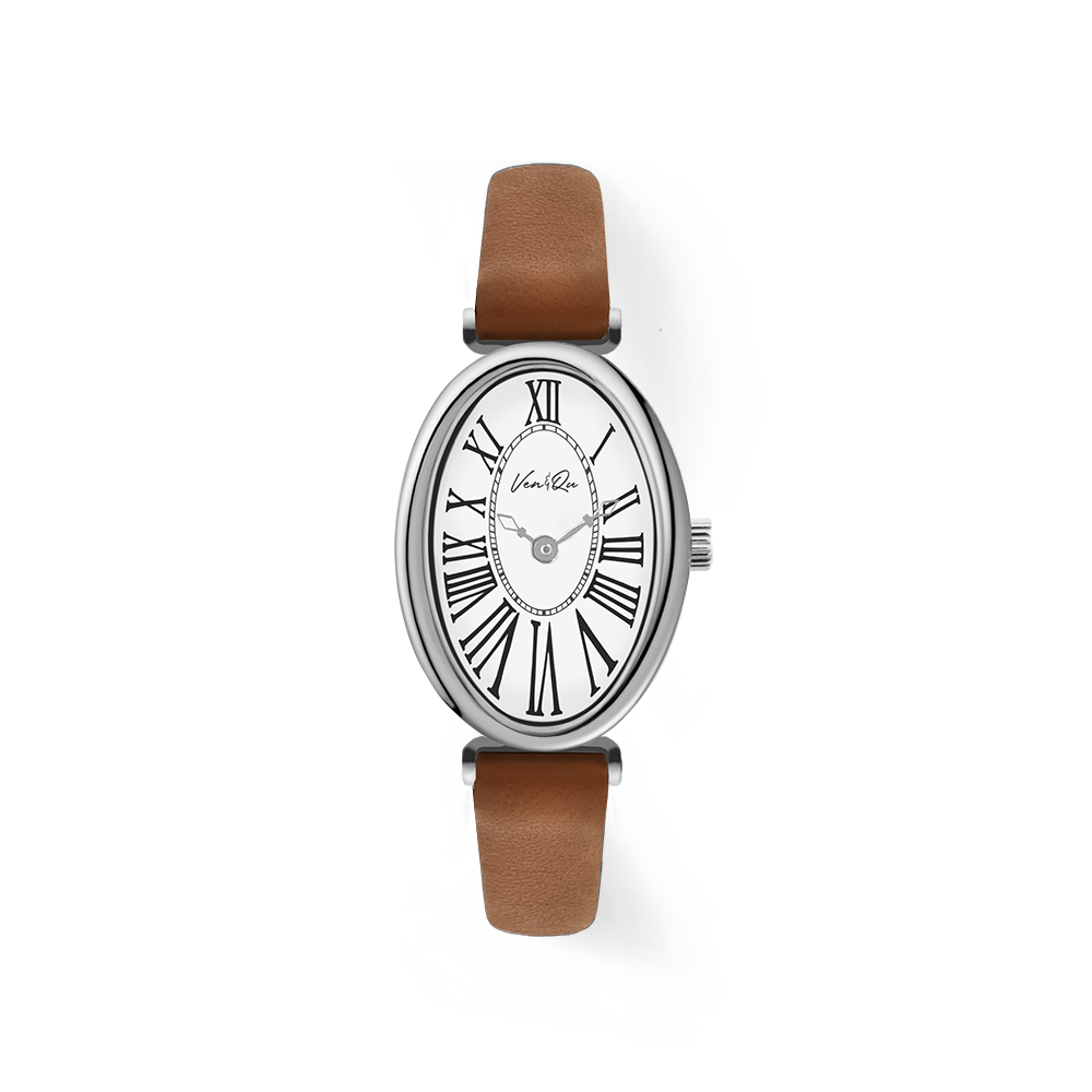 Dome-Silver/White (Brown leather)
