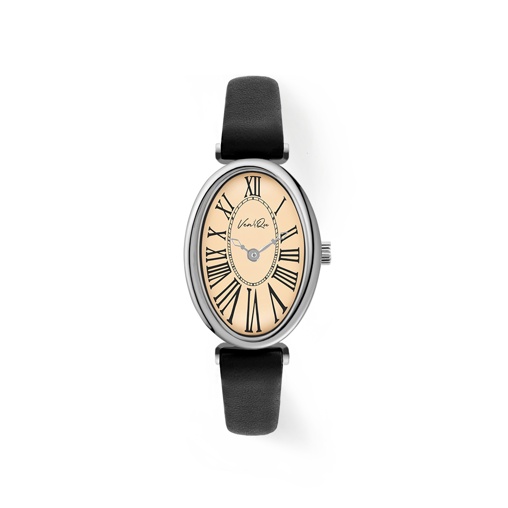Dome-Silver/Coral (Black leather)