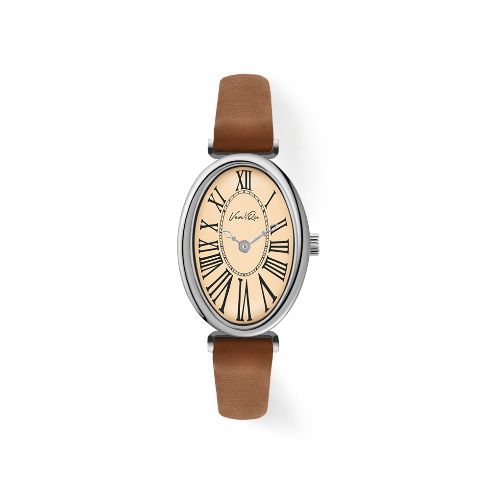 Dome/Silver/Coral (Brown leather)