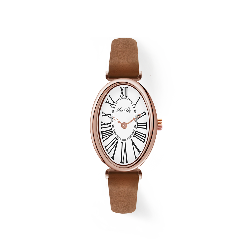 Dome-Rosegold/White (Brown leather)