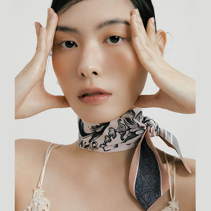 Khăn lụa dài Baroque-Coral