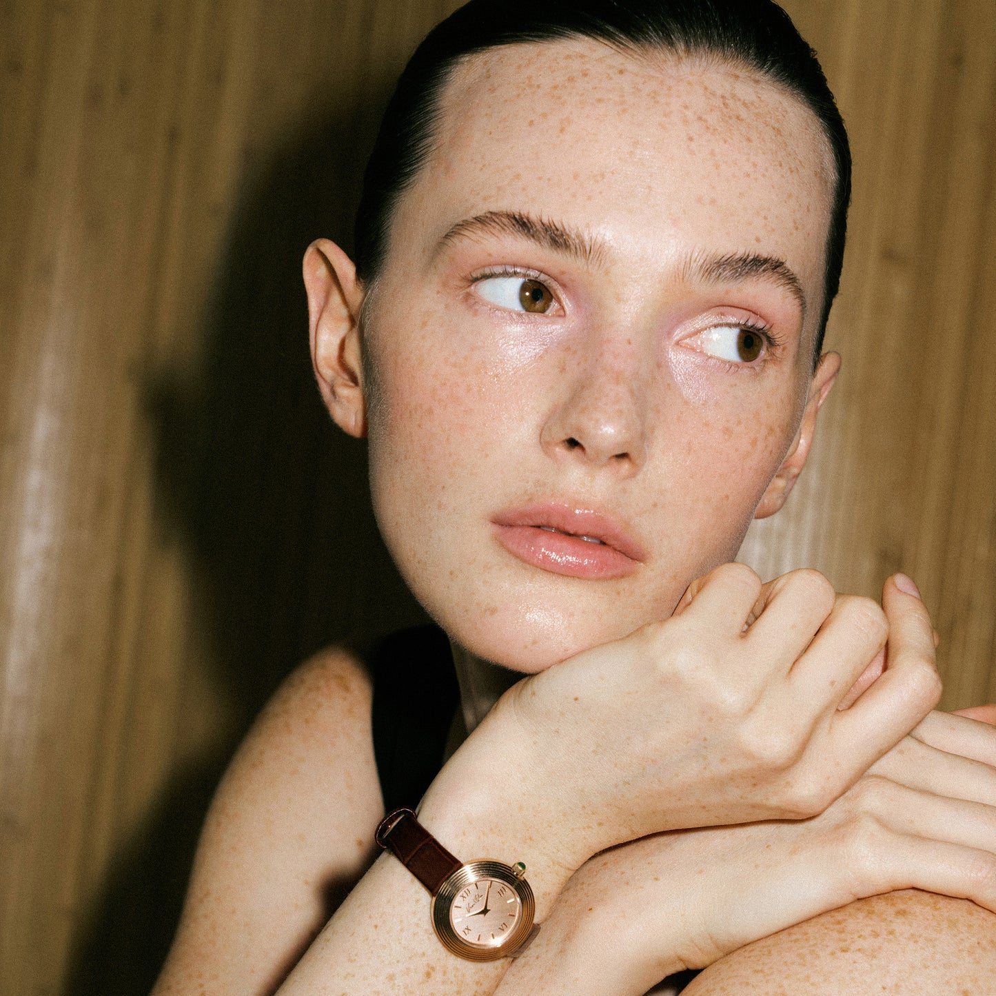 Atelier-Rosegold-ratt (svart skinn)
