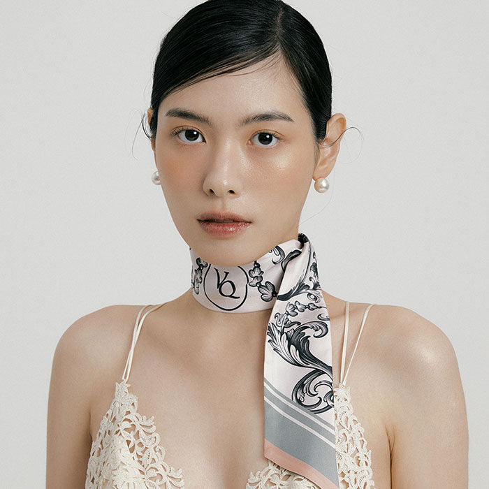 Khăn lụa dài Baroque-Coral