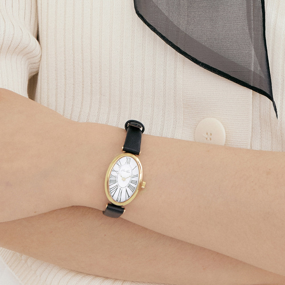 Dome-Gold/White (Black leather)