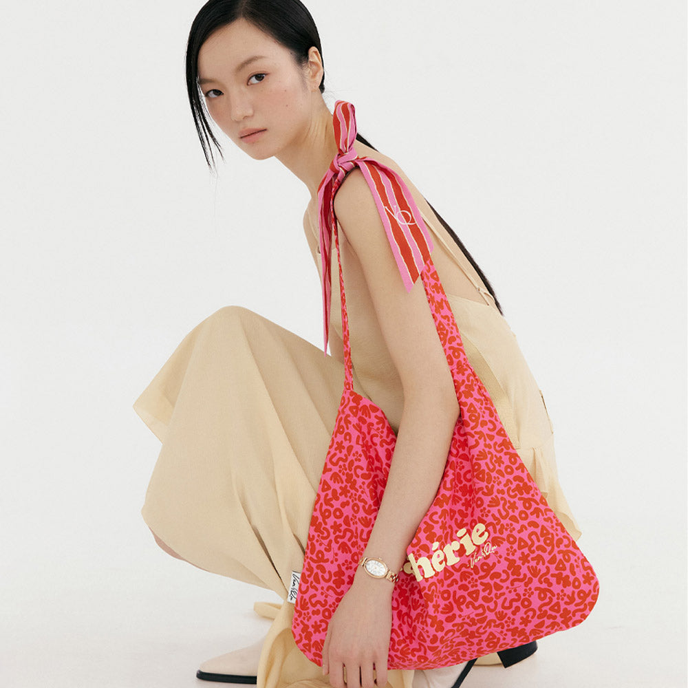 Bolso Oxford de sarga Ma Cherie Scarf Point - Rosa y rojo