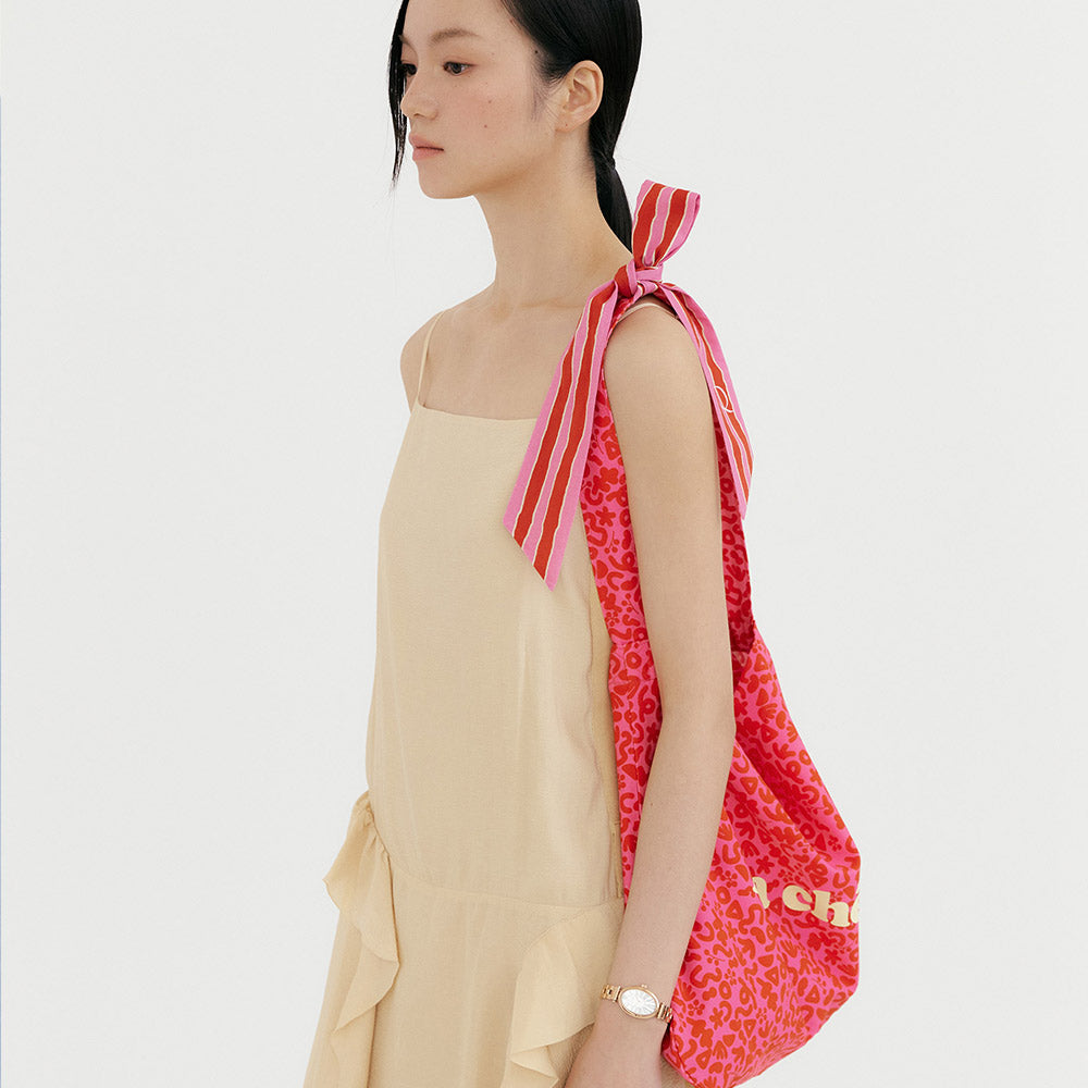Bolso Oxford de sarga Ma Cherie Scarf Point - Rosa y rojo