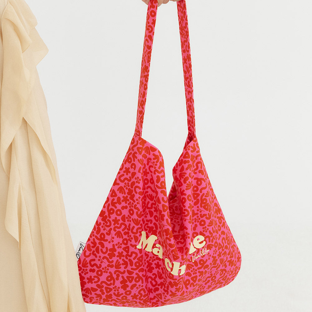 Bolso Oxford de sarga Ma Cherie Scarf Point - Rosa y rojo