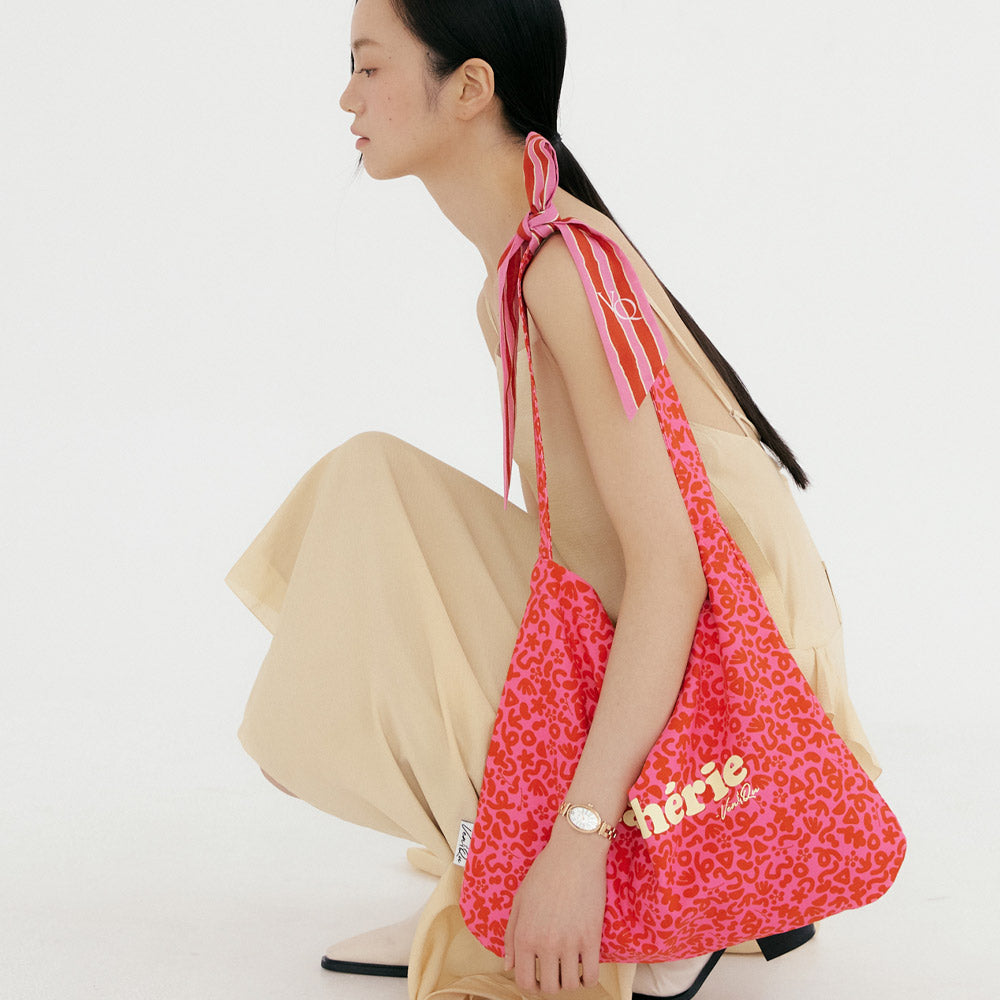 Bolso Oxford de sarga Ma Cherie Scarf Point - Rosa y rojo