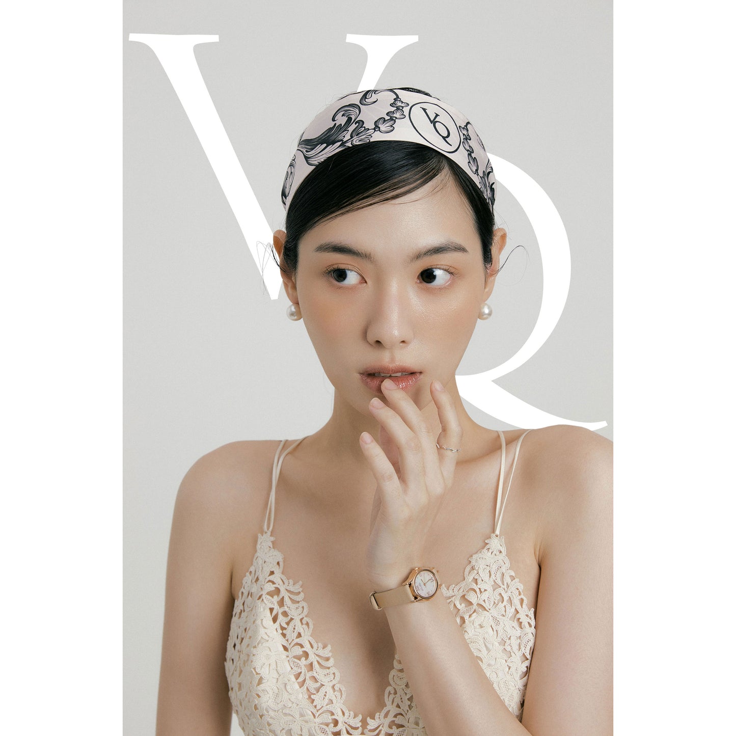 Khăn lụa dài Baroque-Coral