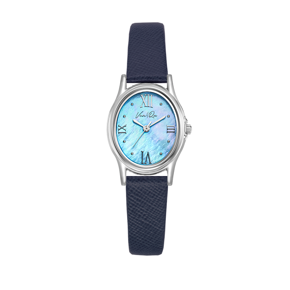 Gem-Silver/Aquamarine (Navy Saffiano leather)