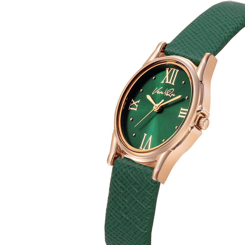 Gem-Rosegold/Emerald (Green Saffiano leather)