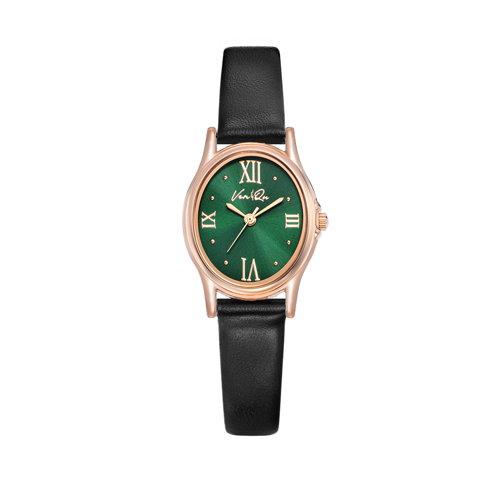 Gem-Rosegold/Emerald (Black leather)