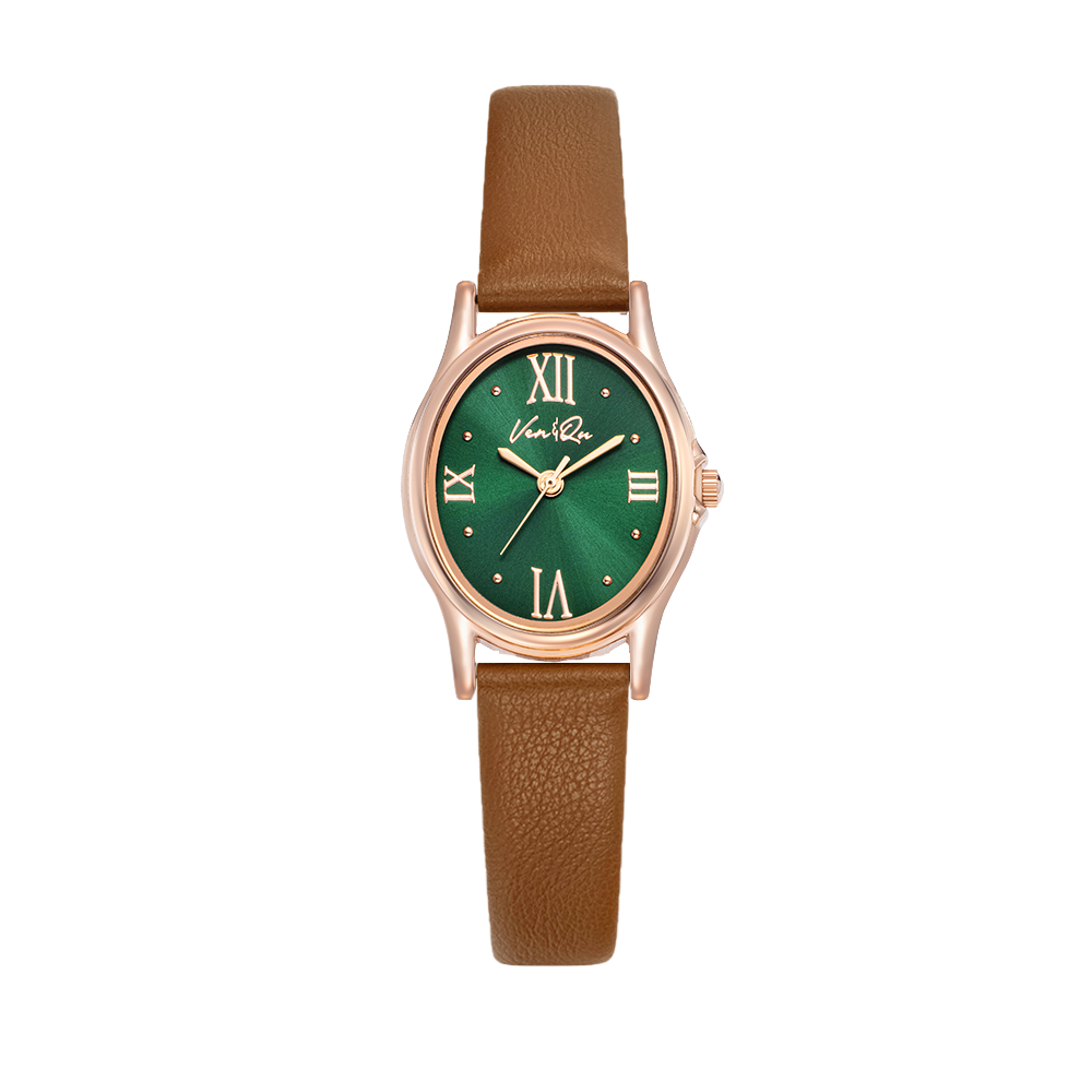 Gem-Rosegold/Emerald (Brown leather)