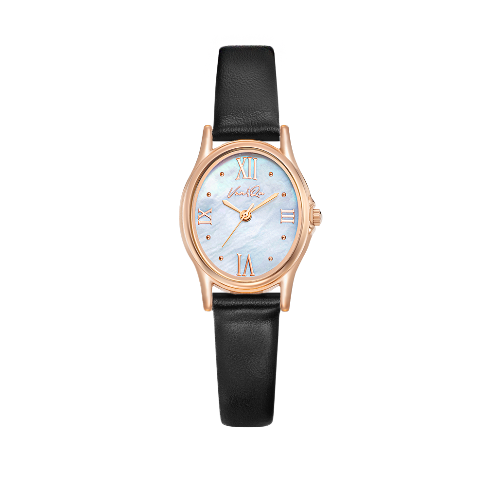 Gem-Rosegold/Opal (Black leather)