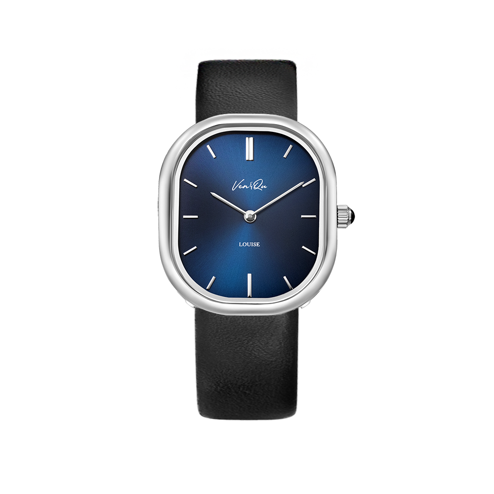 Louise-Silver/Blue (unisex) (Black leather)