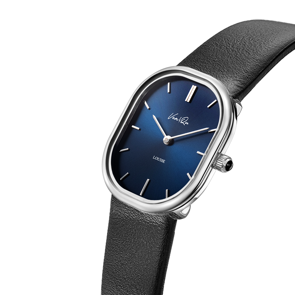Louise-Silver/Blue (unisex) (Black leather)