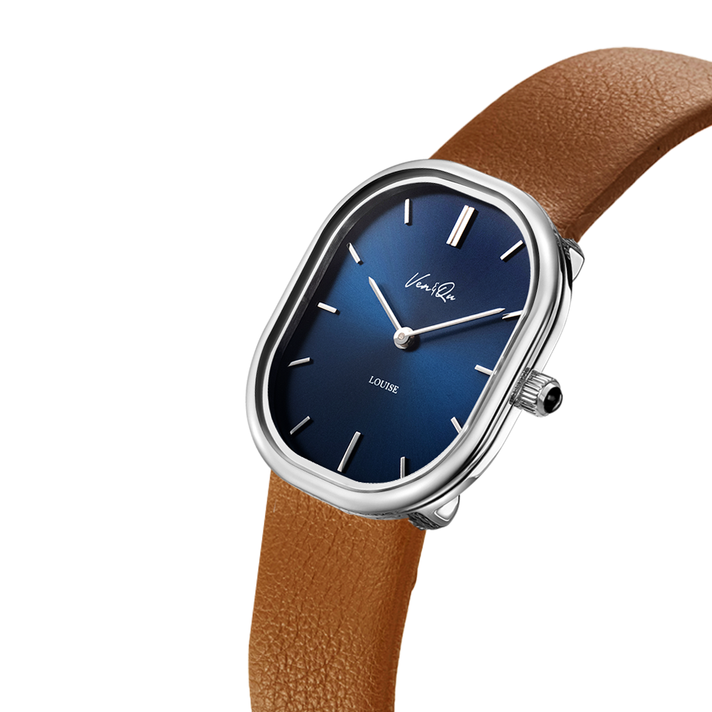 Louise-Silver/Blue (unisex) (Brown leather)