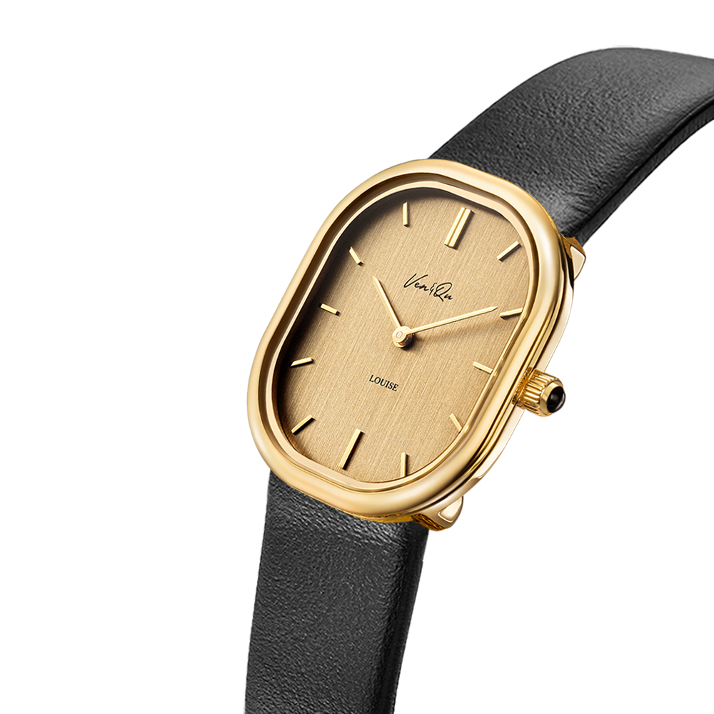 Louise-Gold/Vintage Gold (unisex) (Black leather)