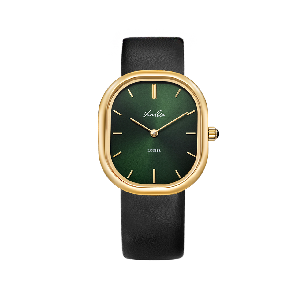 Louise-Gold/Vintage Green (unisex) (Black leather)