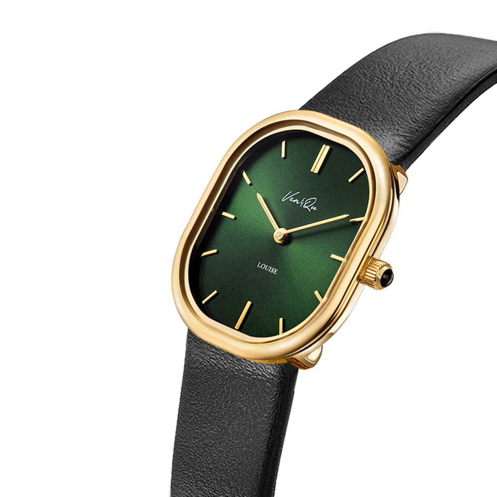Louise-Gold/Vintage Green (unisex) (Black leather)