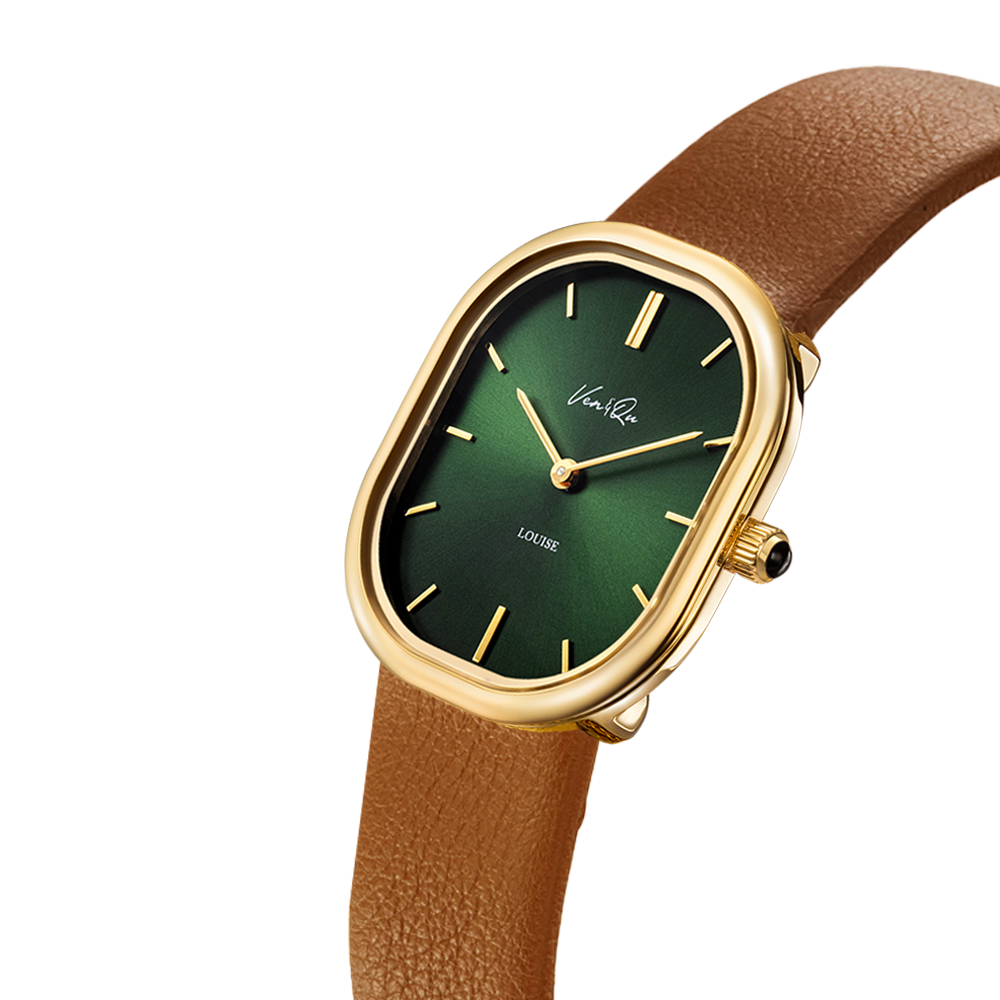 Louise-Gold/Vintage Green (unisex) (Brown leather)