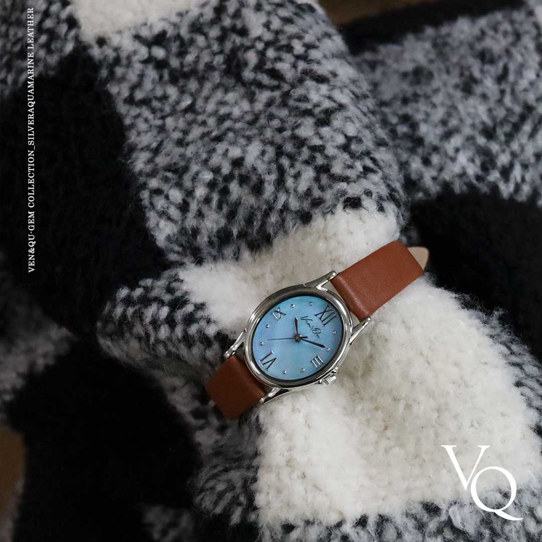 Gem-Silver/Aquamarine (Brown leather)