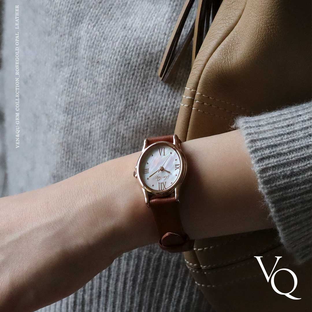 Gem-Rosegold/Opal (Brown leather)