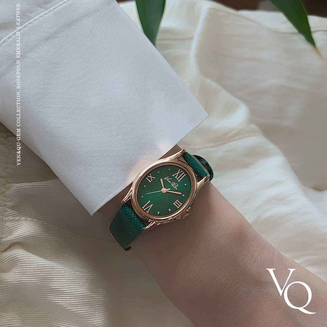 Gem-Rosegold/Emerald (Green Saffiano leather)