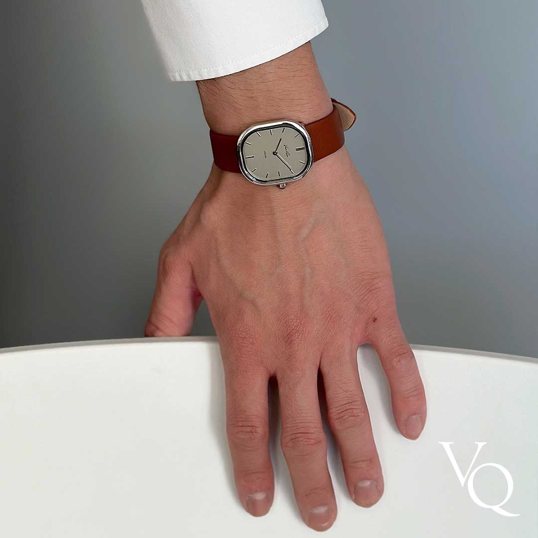 Louise-Silver/Vintage Ivory (unisex) (Brown leather)