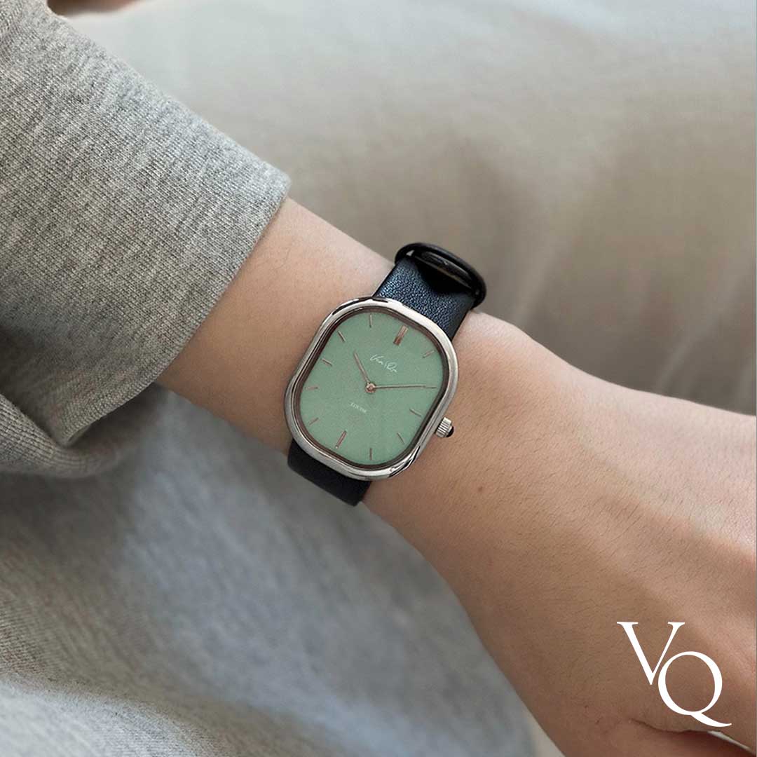 Louise-Silver/Mint (unisex) (Black leather)
