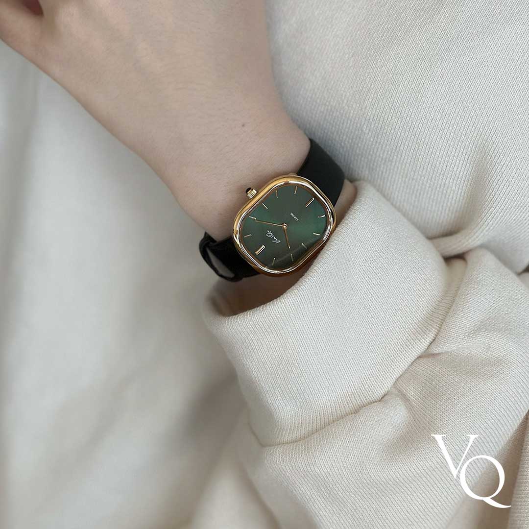 Louise-Gold/Vintage Green (unisex) (Black leather)