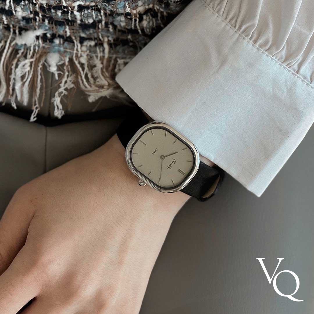 Louise-Silver/Vintage Ivory (unisex) (Black leather)