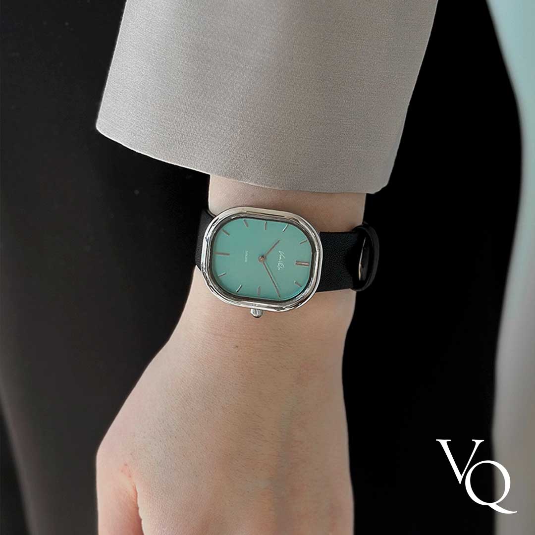 Louise-Silver/Mint (unisex) (Black leather)