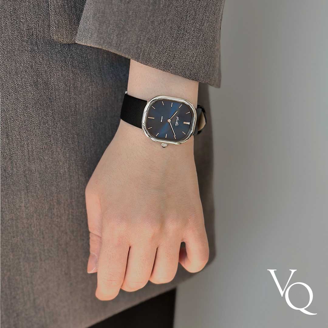 Louise-Silver/Blue (unisex) (Black leather)