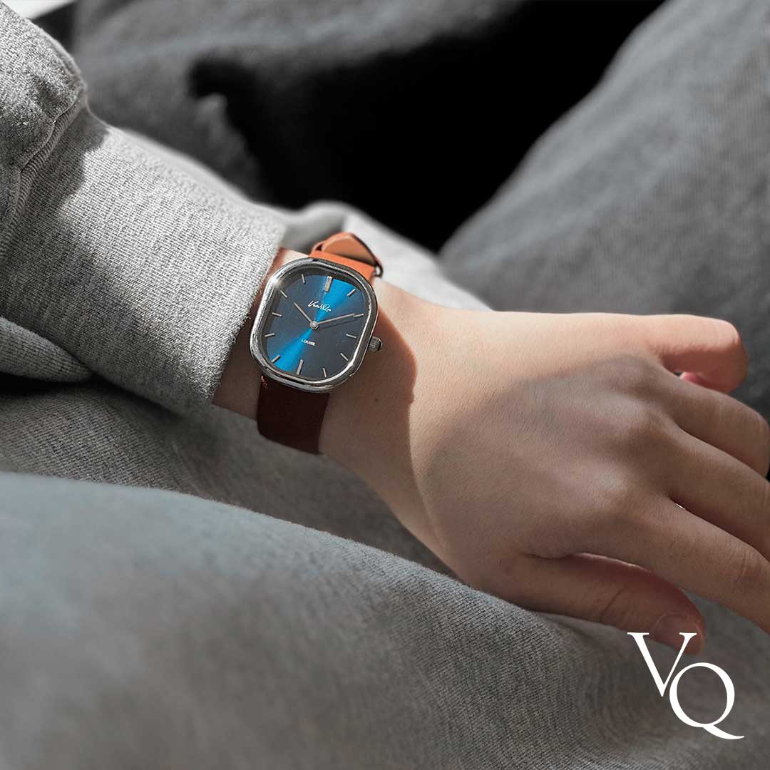 Louise-Silver/Blue (unisex) (Brown leather)