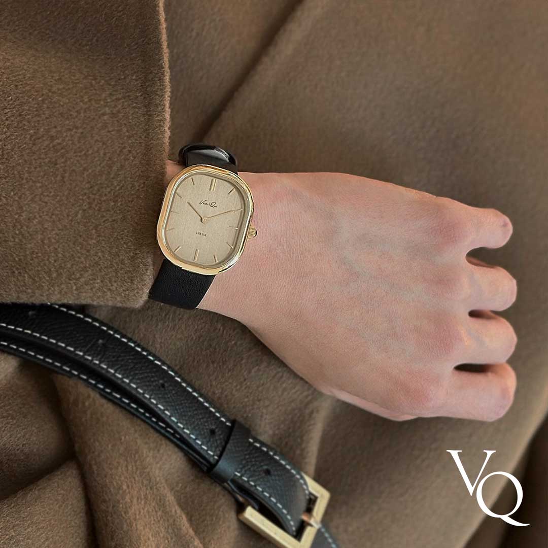 Louise-Gold/Vintage Gold (unisex) (Black leather)