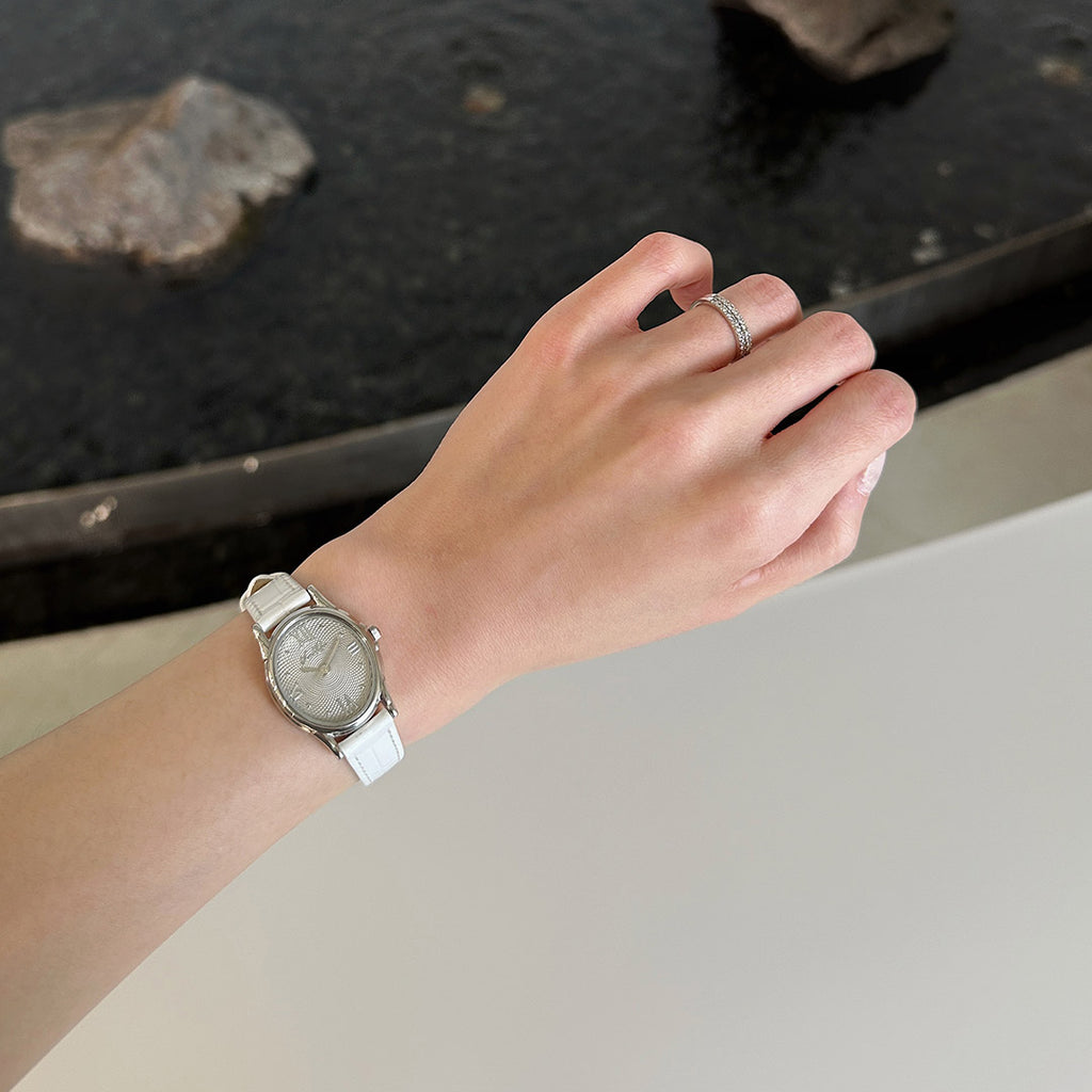 Gem-sølv/taupe (hvitt skinn)