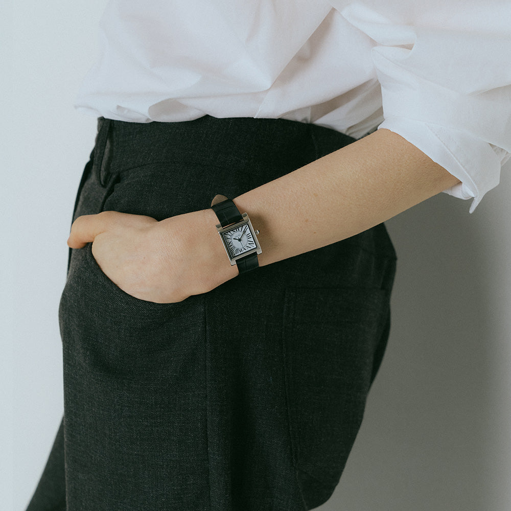 Kalm Classic-Silver (Svart skinn)