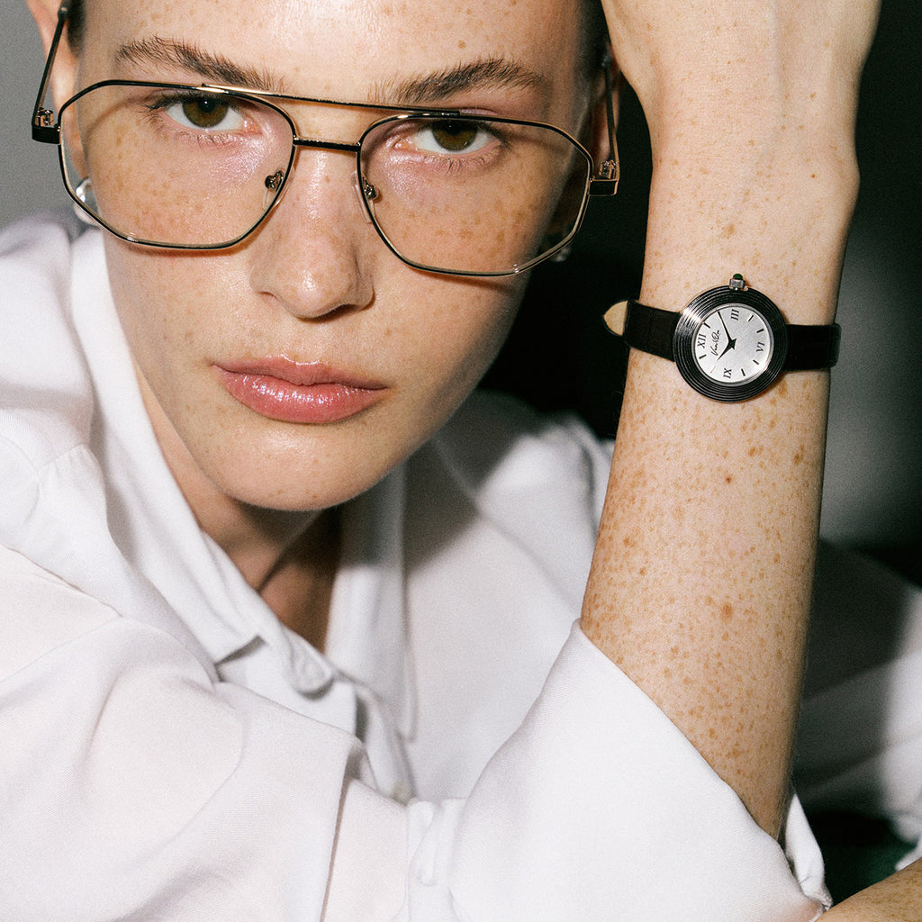 Volante Atelier-Ασημί (Μαύρο δέρμα)