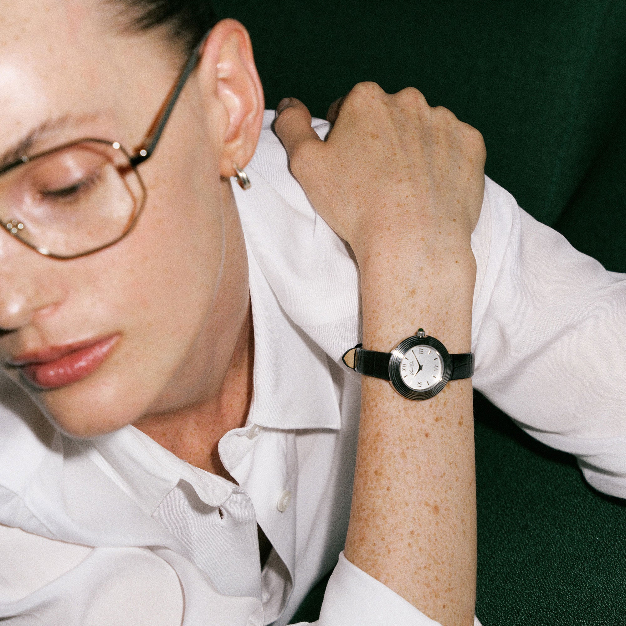 Volante Atelier-Ασημί (Μαύρο δέρμα)