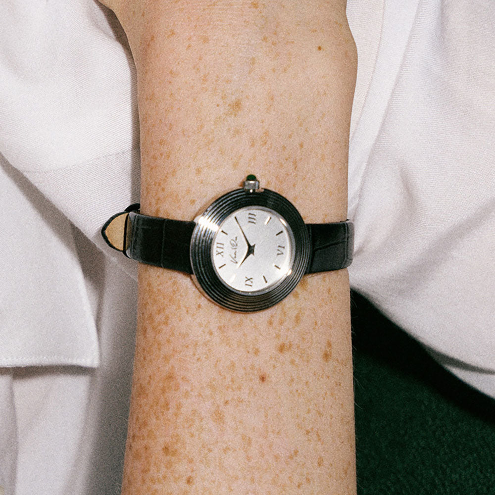 Volante Atelier-Ασημί (Μαύρο δέρμα)