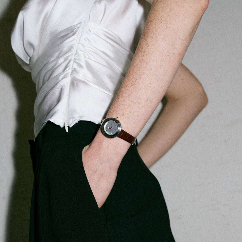 Volante Atelier-Ασημί (Καφέ δέρμα)