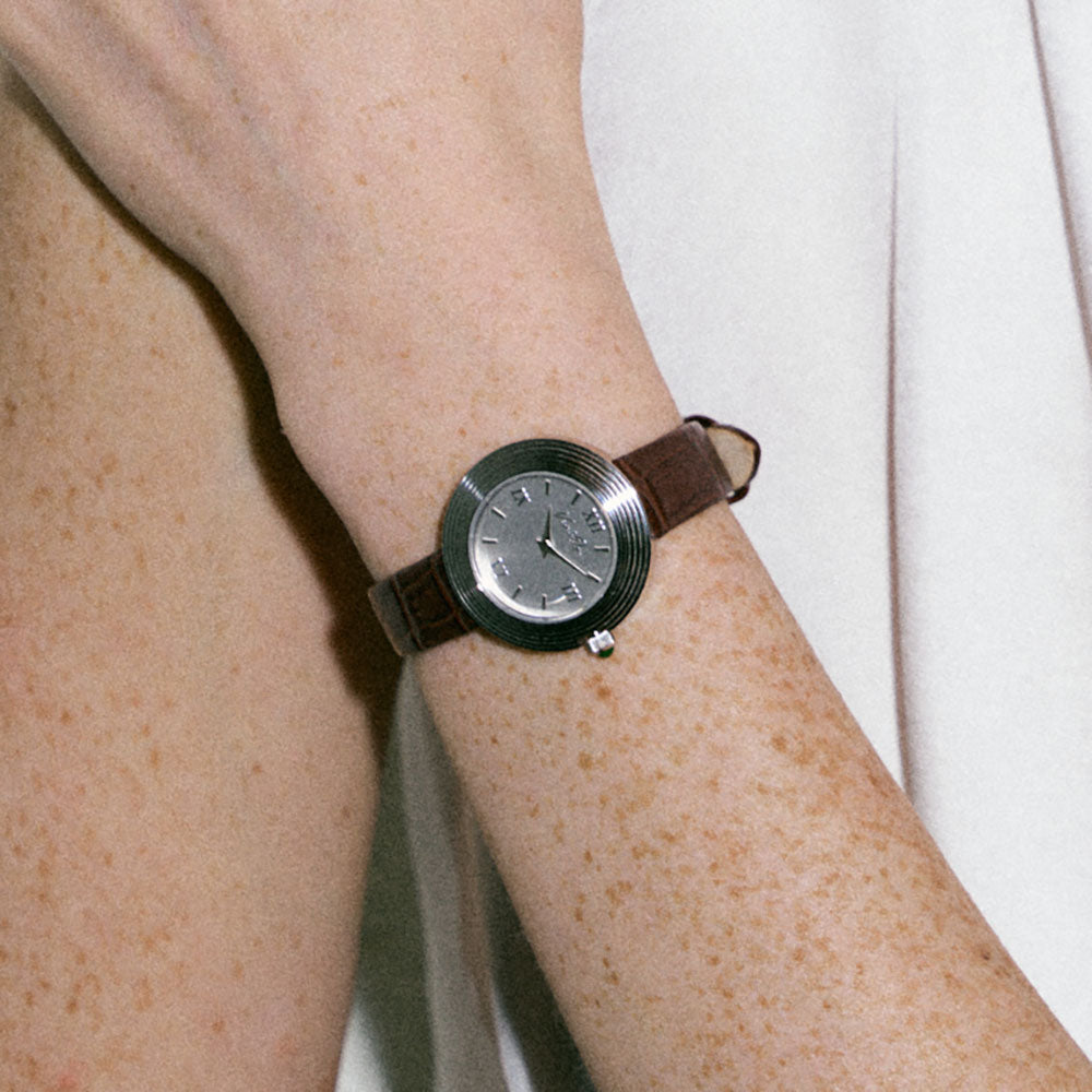 Volante Atelier-Ασημί (Καφέ δέρμα)