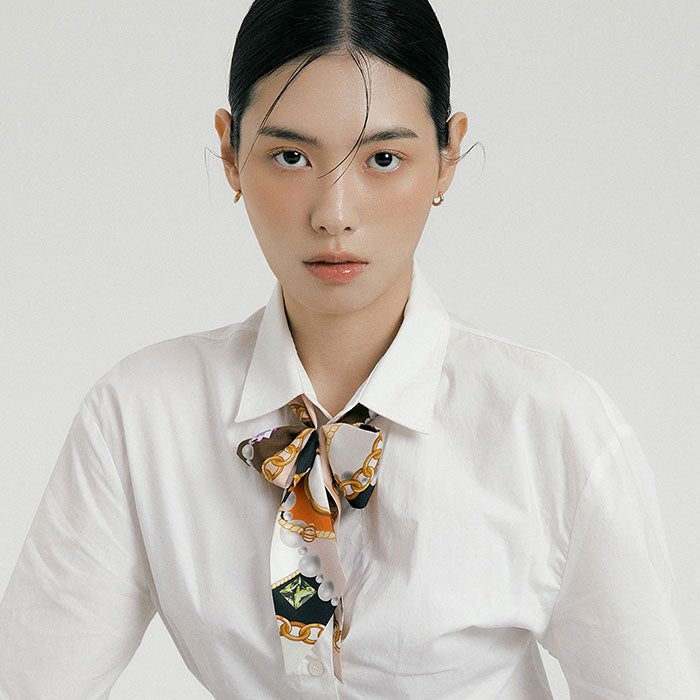 宝石棕色/橙色长丝巾