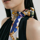 Jewel-wine/navy Long twilly Silk scarf